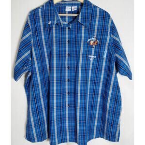 Disney plus Disney Tigger Plaid Button-Up Shirt Blue Woven Short Sleeve Size 3X